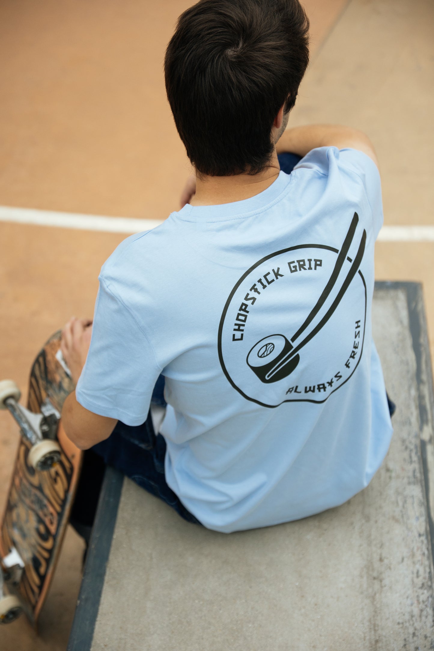 Chopstick grip Maki roll T-shirt Sky Blue