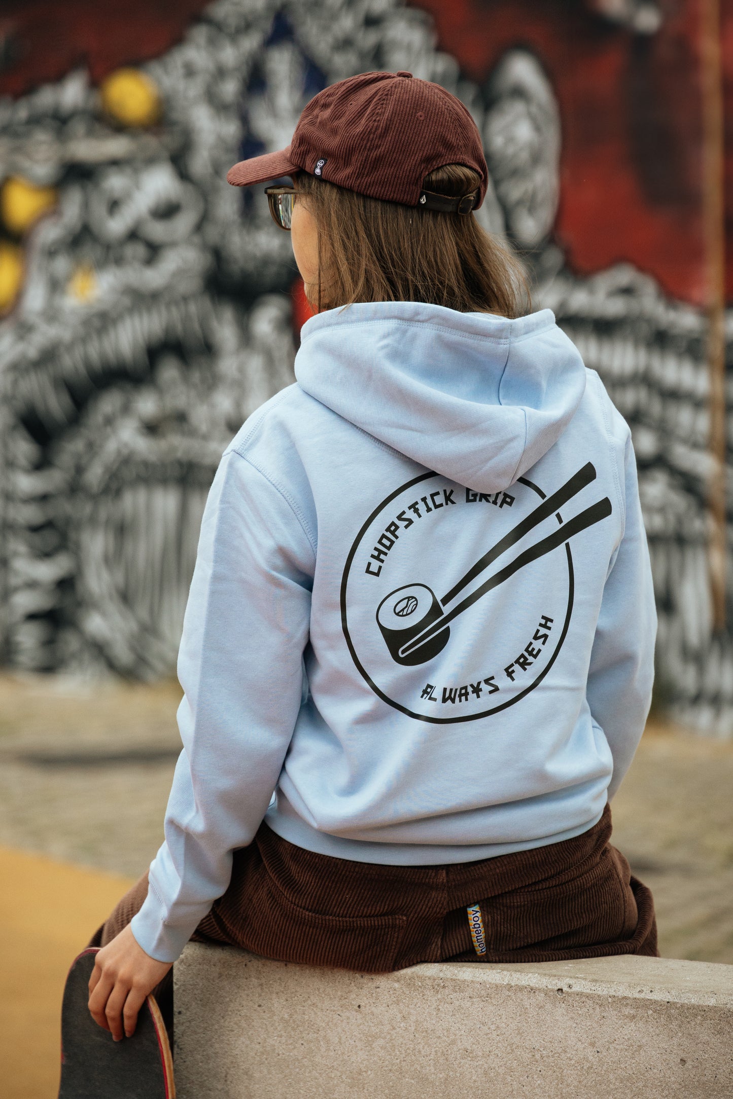 Chopstick grip Maki roll Hoodie Sky Blue